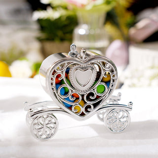 Elegant Silver Princess Heart Carriage Treats Party Favor Boxes