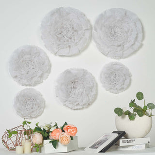 Add Elegance to Your Event with White Giant Carnation 3D Paper Flowers Wall Decor