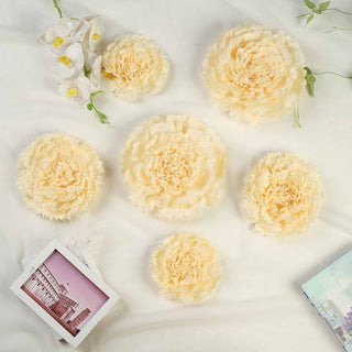 Elegant Ivory/Cream Carnation 3D Paper Flowers Wall Decor