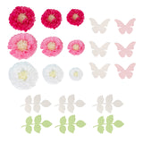 Set of 21 Tissue Paper Flowers Pom Poms Decor Kit – White Pink 3D Chrysanth Floral Wall