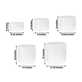 Set of 5 White Acrylic Cake Stands, Round Display Pedestal Riser With Hollow Bottom