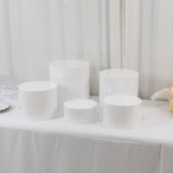 Set of 5 White Acrylic Cake Stands, Round Display Pedestal Riser With Hollow Bottom