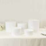 Set of 5 White Acrylic Cake Stands, Round Display Pedestal Riser With Hollow Bottom