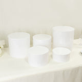 Set of 5 White Acrylic Cake Stands, Round Display Pedestal Riser With Hollow Bottom