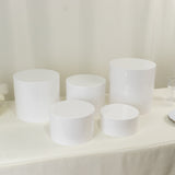 Set of 5 White Acrylic Cake Stands, Round Display Pedestal Riser With Hollow Bottom