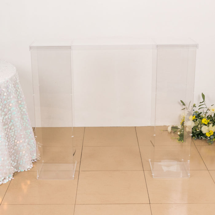 46"x12" Clear Acrylic Table Top Bridge for Rectangular Pillar Pedestal Stands, 4mm Thick Plexiglass Connector Plate with Protective Film