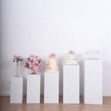 Set of 5 White Metal Rectangular Prop Pedestal Stands Backdrop Decor, Plinth Pillar Display Boxes