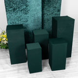 Set of 5 Hunter Emerald Green Rectangular Stretch Fitted Pedestal Pillar Prop Covers