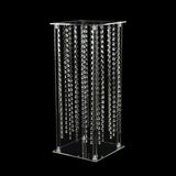 24inch Heavy Duty Acrylic Flower Pedestal Stand with Hanging Crystal Beads