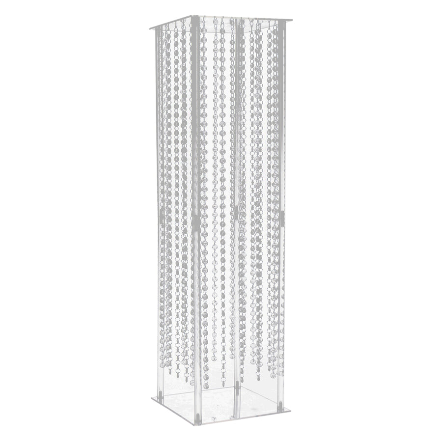 40inch Heavy Duty Acrylic Flower Pedestal Stand with Hanging Crystal Beads#whtbkgd