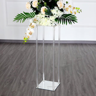 Elegant and Versatile: 32" Clear Acrylic Floor Vase Wedding Column
