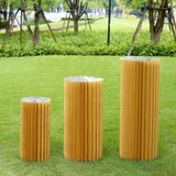 Gold Cylinder Display Column Stand, Pillar Pedestal Stand With Top Plate