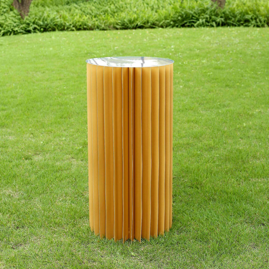 Gold Cylinder Pillar Pedestal Stand, Display Column Stand With Top Plate
