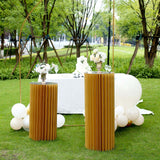 Gold Cylinder Display Column Stand, Pillar Pedestal Stand With Top Plate