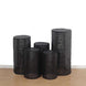 Set of 5 Black Sequin Mesh Cylinder Pedestal Pillar Prop Covers Geometric Pattern