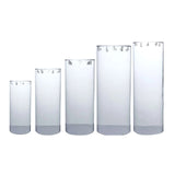 Set of 5 Clear Acrylic Cylinder Pedestal Stands#whtbkgd