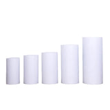 Set of 5 White Metal Cylinder Pillar Prop Stands For Wedding Aisle, Round Plinth Pedestal#whtbkgd