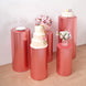 Set of 5 Metallic Blush Rose Gold Cylinder Stretch Fit Pedestal Pillar Covers