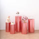 Set of 5 Metallic Blush Rose Gold Cylinder Stretch Fit Pedestal Pillar Covers
