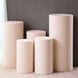 Set of 5 Blush Rose Gold Cylinder Stretch Fitted Pedestal Pillar Prop Covers