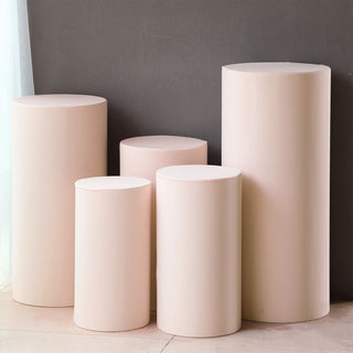 Create an Elegant and Timeless Event Experience with Blush Pedestal Pillar Prop Covers
