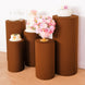 Set of 5 Cinnamon Brown Cylinder Stretch Fitted Pedestal Pillar Prop Covers