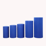 Set of 5 Royal Blue Cylinder Stretch Fitted Pedestal Pillar Prop Covers