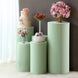 Set of 5 Sage Green Cylinder Stretch Fitted Pedestal Pillar Prop Covers