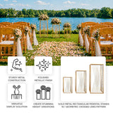 Gold metal rectangular pedestal stands for wedding ceremony decor by lake