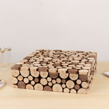 Natural Wooden Slices Square Display Box Pedestal Riser, Rustic Farmhouse Cake Dessert 18x18inch