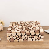 Natural Wooden Slices Square Display Box Pedestal Riser, Rustic Farmhouse Cake Dessert 18x18inch