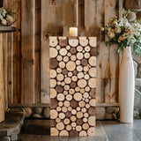 24inch Natural Wooden Slices Pillar Prop Pedestal Stand, Rustic Farmhouse Wood Riser Rectangular