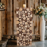 30inch Natural Wooden Slices Pillar Prop Pedestal Stand, Rustic Farmhouse Wood Riser Rectangular