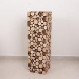 36inch Natural Wooden Slices Pillar Prop Pedestal Stand, Rustic Farmhouse Wood Riser Rectangular