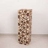 36inch Natural Wooden Slices Pillar Prop Pedestal Stand, Rustic Farmhouse Wood Riser Rectangular