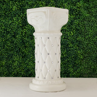 Elegant White Crystal Beaded Pedestal Stand for Stunning Event Decor