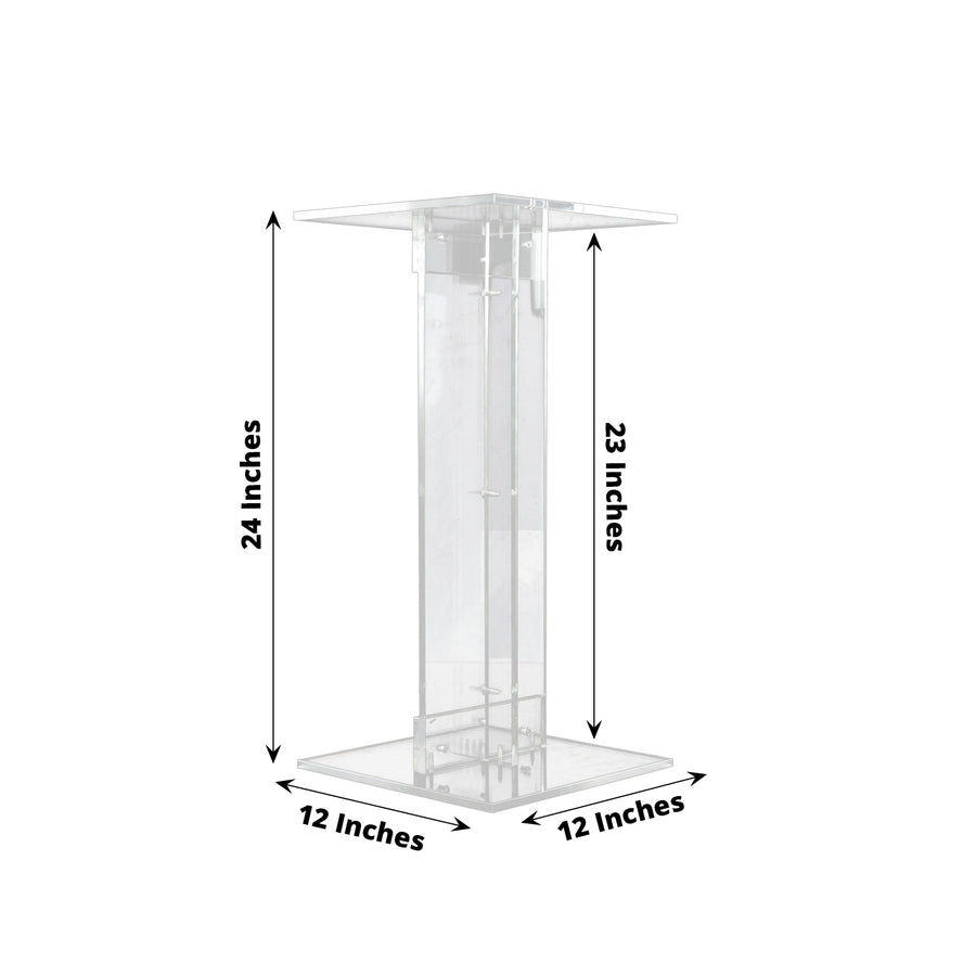 24inch Heavy Duty Acrylic Flower Pedestal Stand with Square Bases