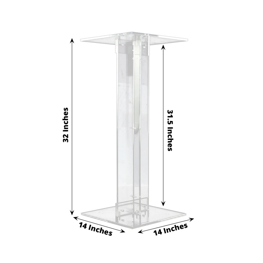 32inch Heavy Duty Acrylic Flower Pedestal Stand with Square Bases