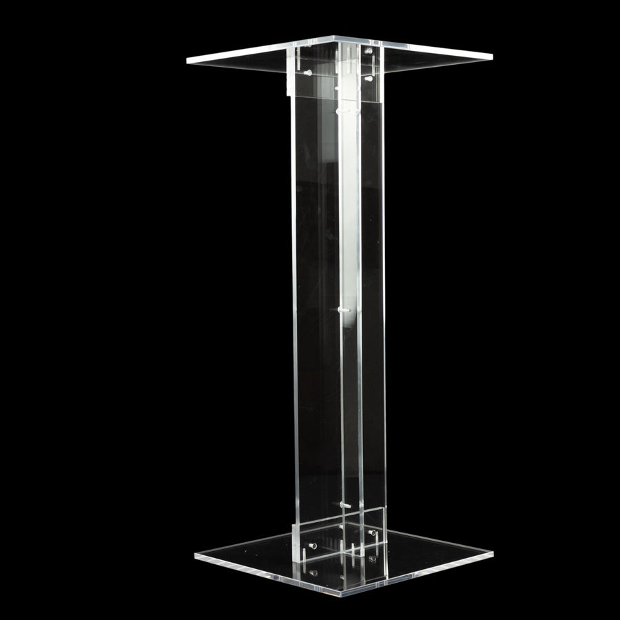 46inch Heavy Duty Acrylic Flower Pedestal Stand with Square Bases#whtbkgd
