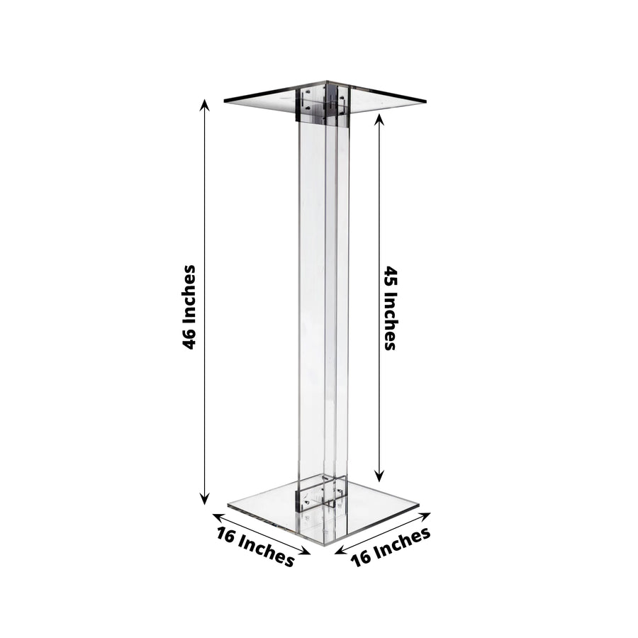 46inch Heavy Duty Acrylic Flower Pedestal Stand with Square Bases