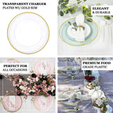 10 Pack Blush Economy Plastic Charger Plates With Gold Rim