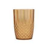 6 Pack Amber Gold Reusable Plastic Tumbler Glasses in Crystal Cut Style#whtbkgd