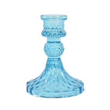 6 Pack Assorted Blue Diamond Pattern Glass Pillar Votive Candle Stands#whtbkgd