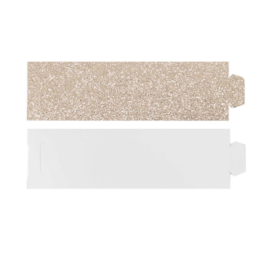50 Pack Beige Glitter Paper Napkin Holders, 1.5inch Disposable Napkin Rings