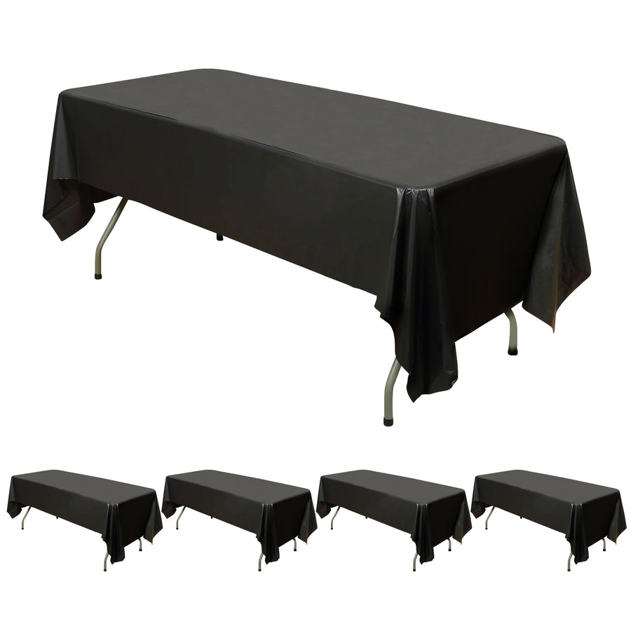54x108inch Black 10mm Thick Rectangle Plastic Tablecloth, PVC Spill Proof Tablecloths