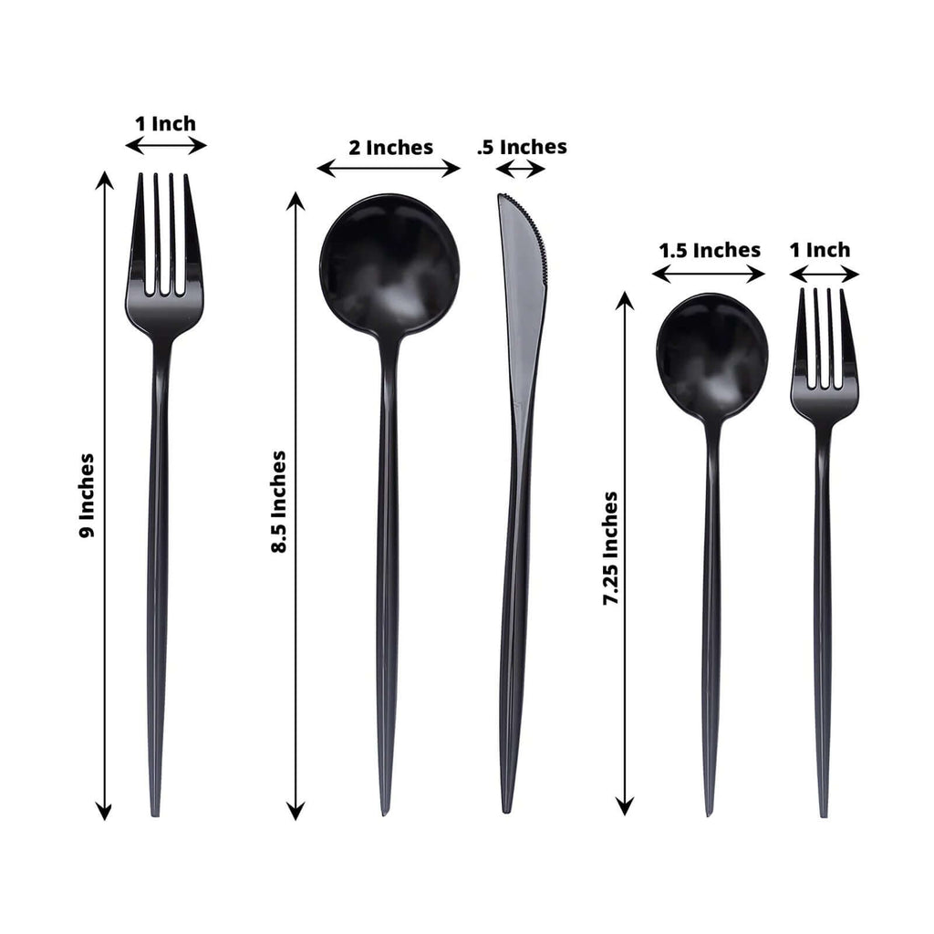 50 Pack Black Premium Plastic Silverware Set