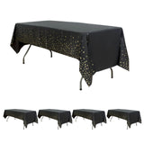 5 Pack Black Rectangle Plastic Table Covers with Gold Stars