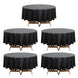 5 Pack Black Round Plastic Table Covers, 84inch PVC Waterproof Disposable Tablecloths