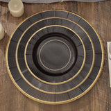 25 Pack | 8inch Black Sunray Gold Rimmed Dessert Appetizer Paper Plates, Disposable Party Plates