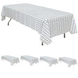 5 Pack Black White Grid Rectangle Plastic Table Covers Checkered PVC Waterproof